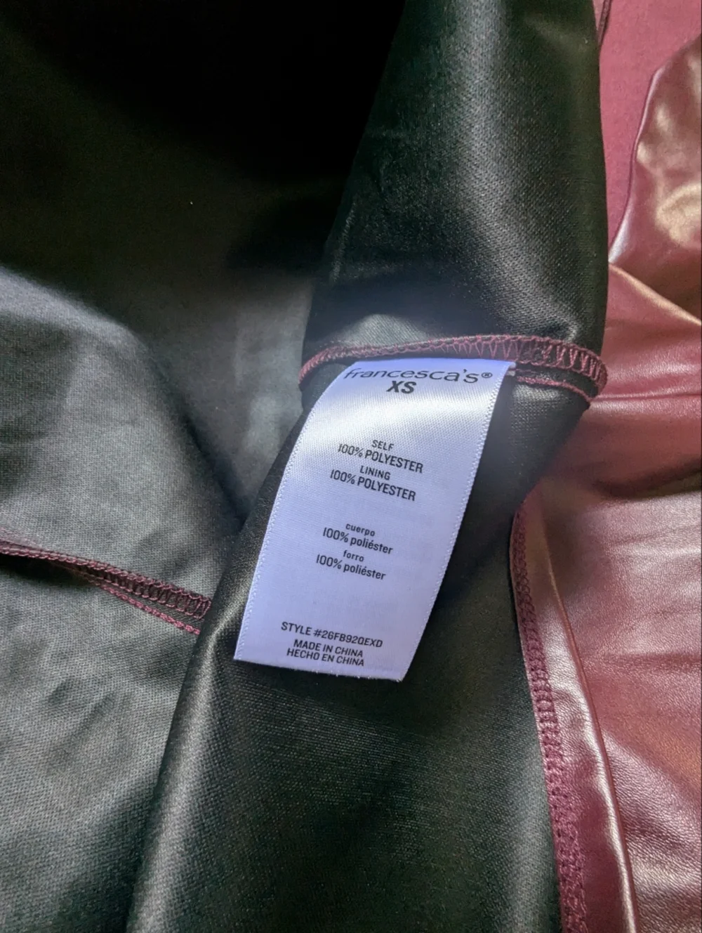 Francesca’s Plum Burgundy Faux Leather Fit & Flare Dress XS Vegan Leather Pleath